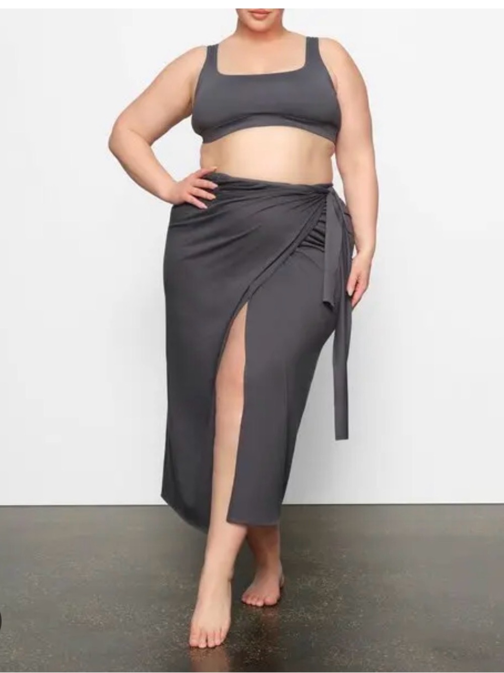 SKIMS Charcoal Gray Wrap Swim Sarong